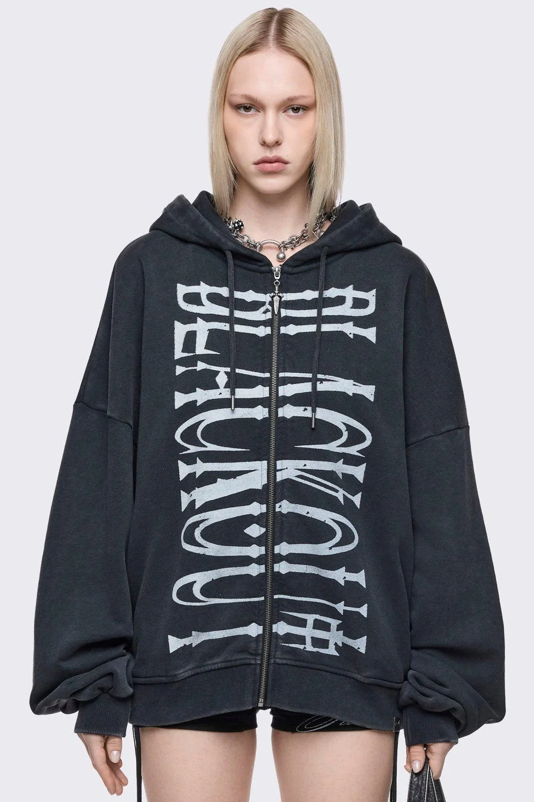 Blackout Washed Zip Up Hoodie