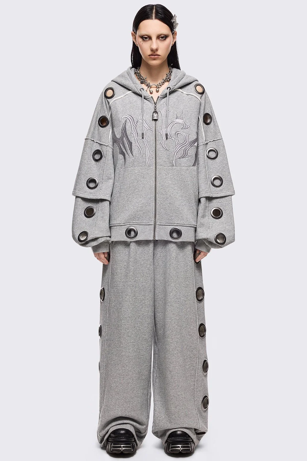 Hexa Grey Zip Up Hoodie