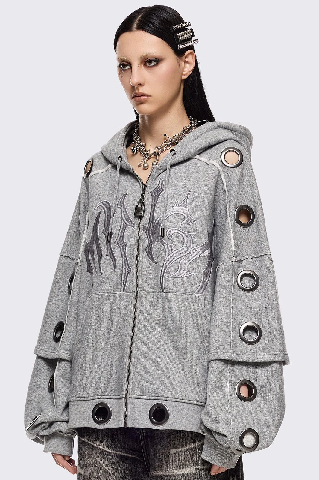 Hexa Grey Zip Up Hoodie