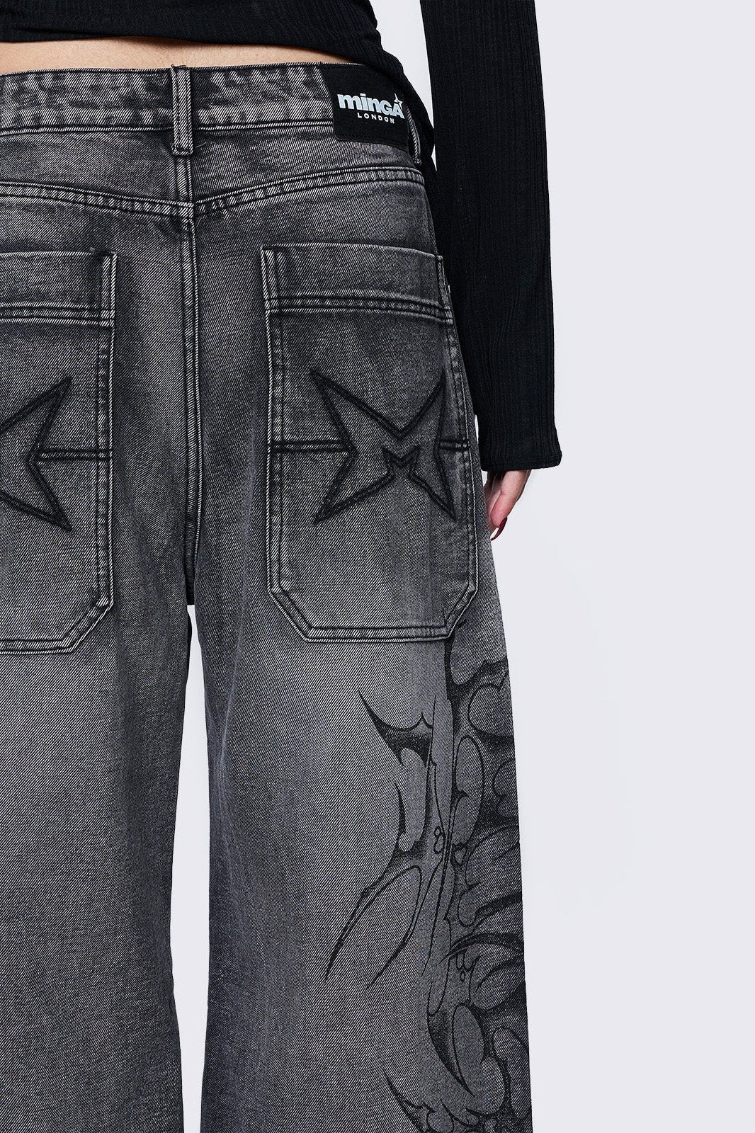Blaze Grey Graphic Baggy Jeans
