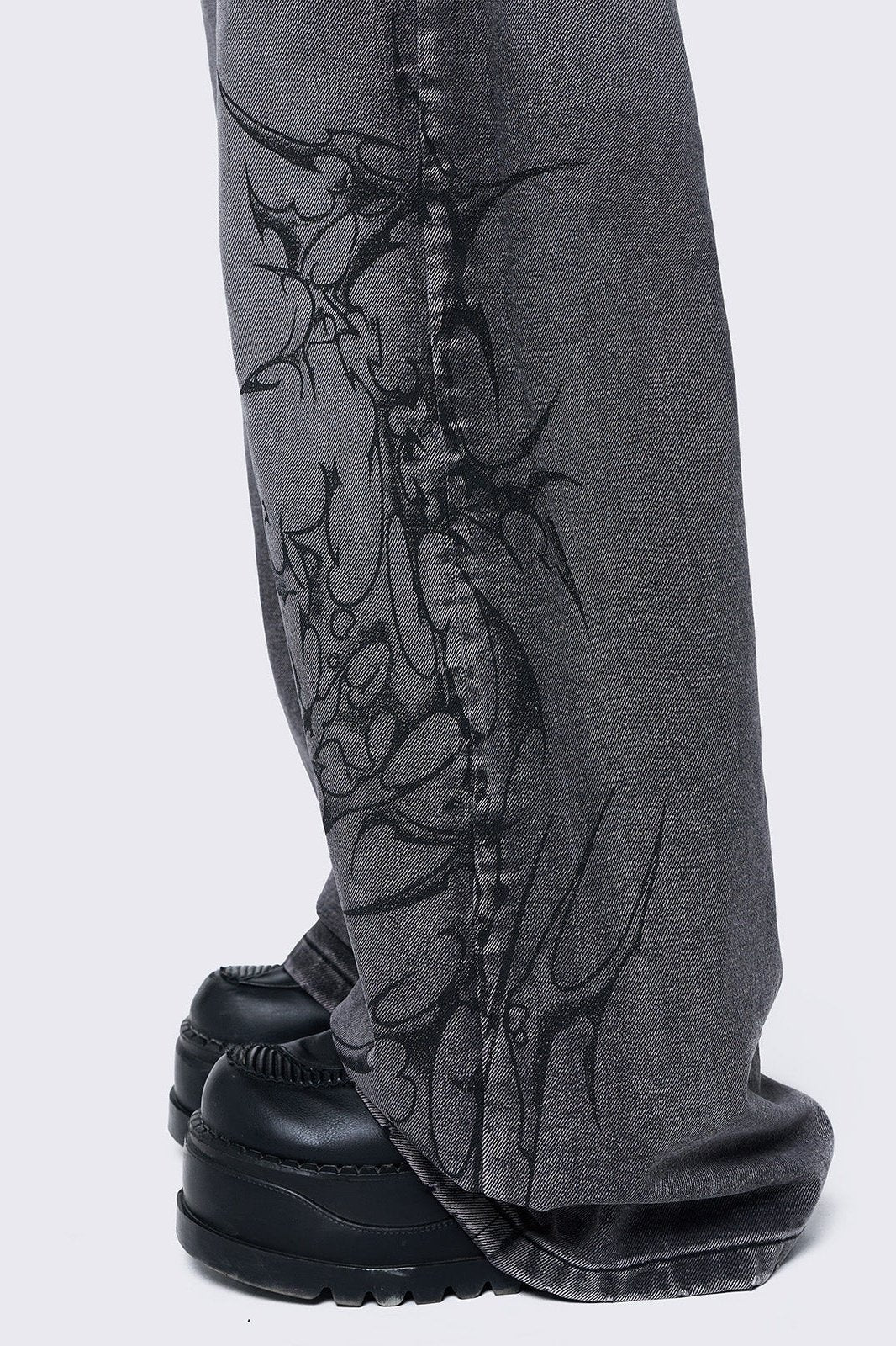 Blaze Grey Graphic Baggy Jeans