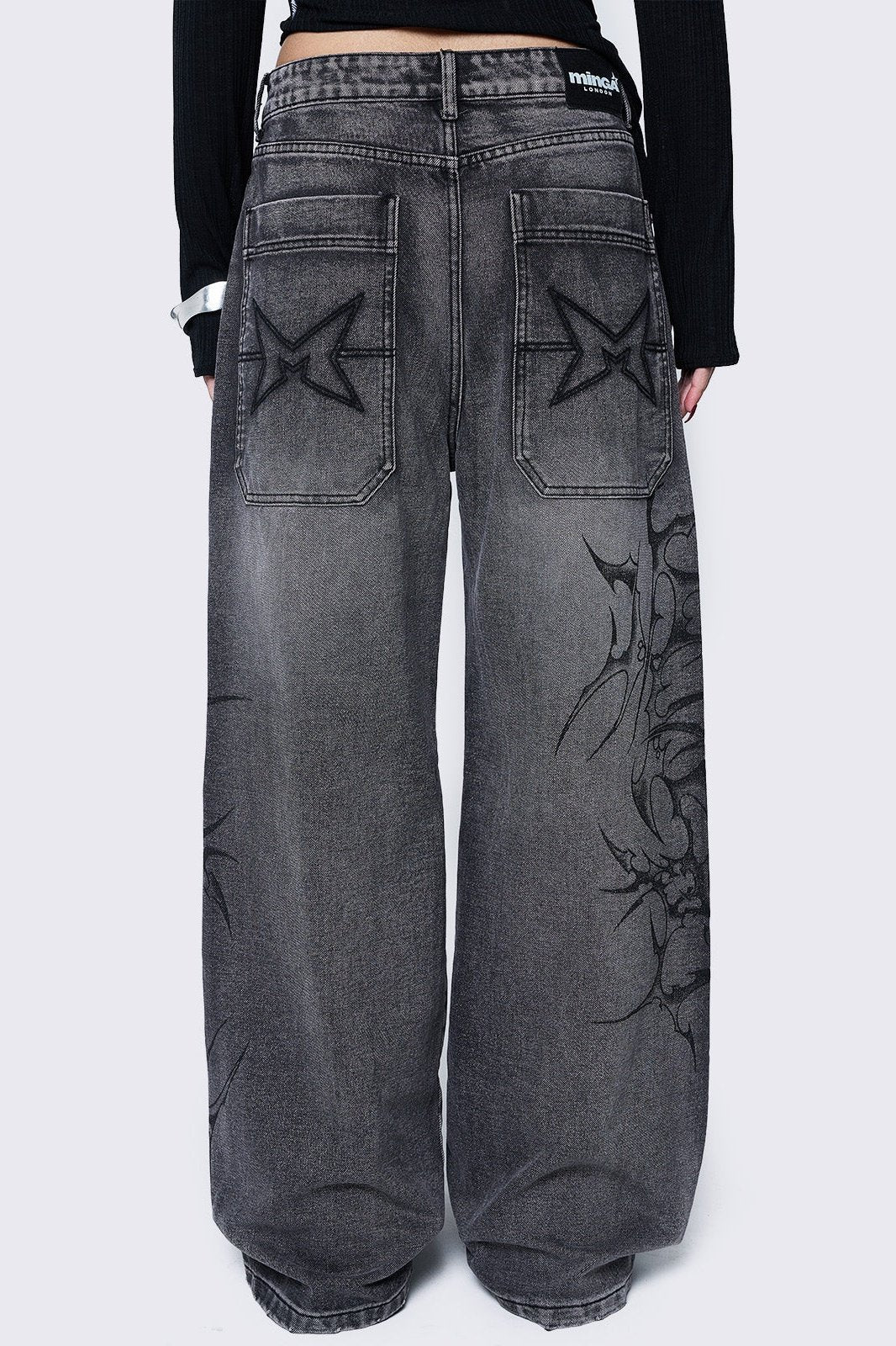 Blaze Grey Graphic Baggy Jeans