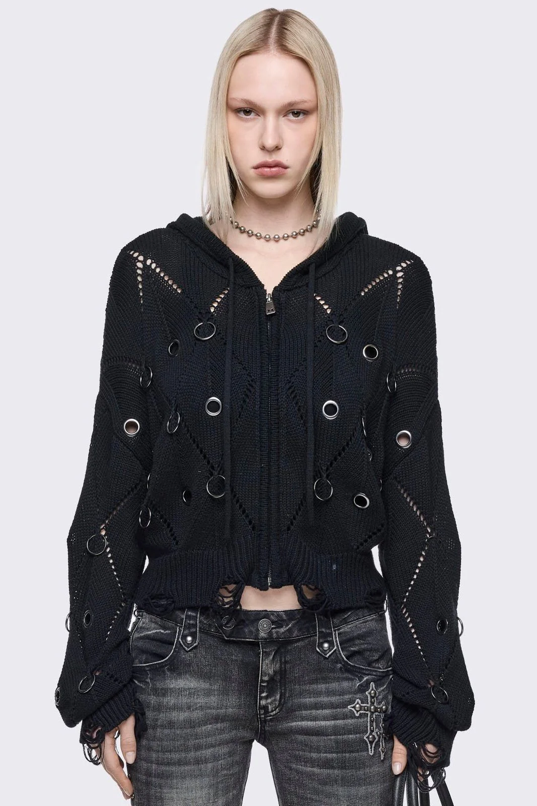 Ruin Knitted Zip-Up Hoodie