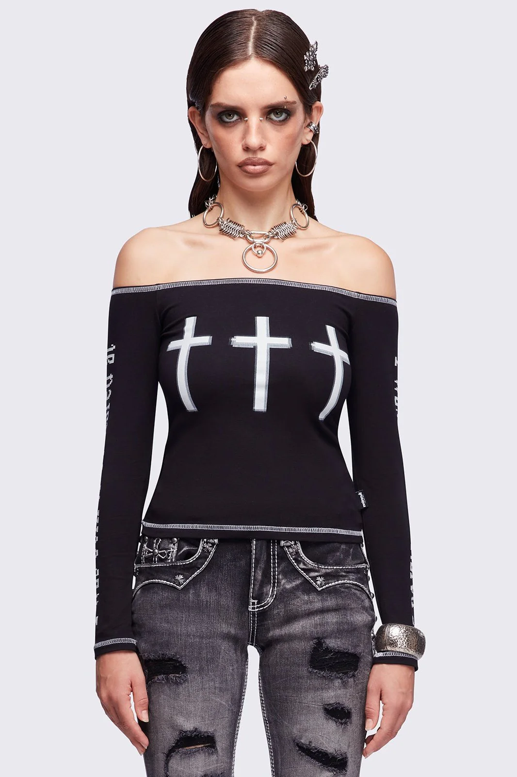 1523-look-at-me-black-off-shoulder-top-1.webp Look at Me Black Off-Shoulder Top