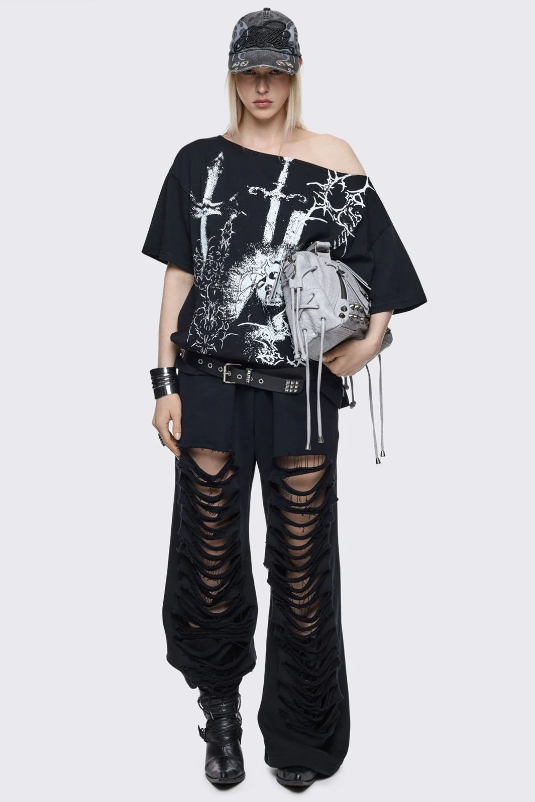 Crown of Swords Off-Shoulder T-Shirt
