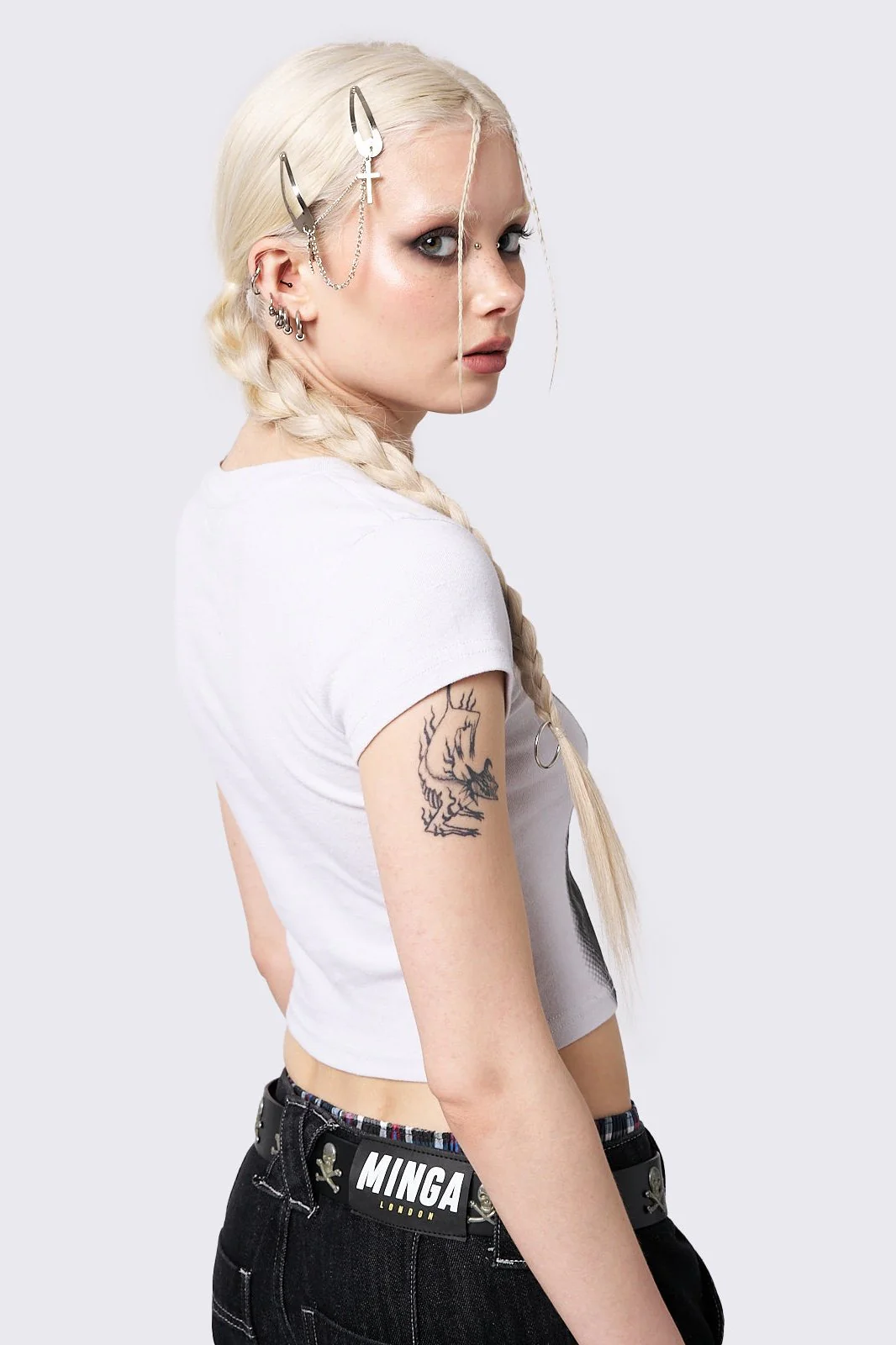 Pixel Kitty White Baby Tee