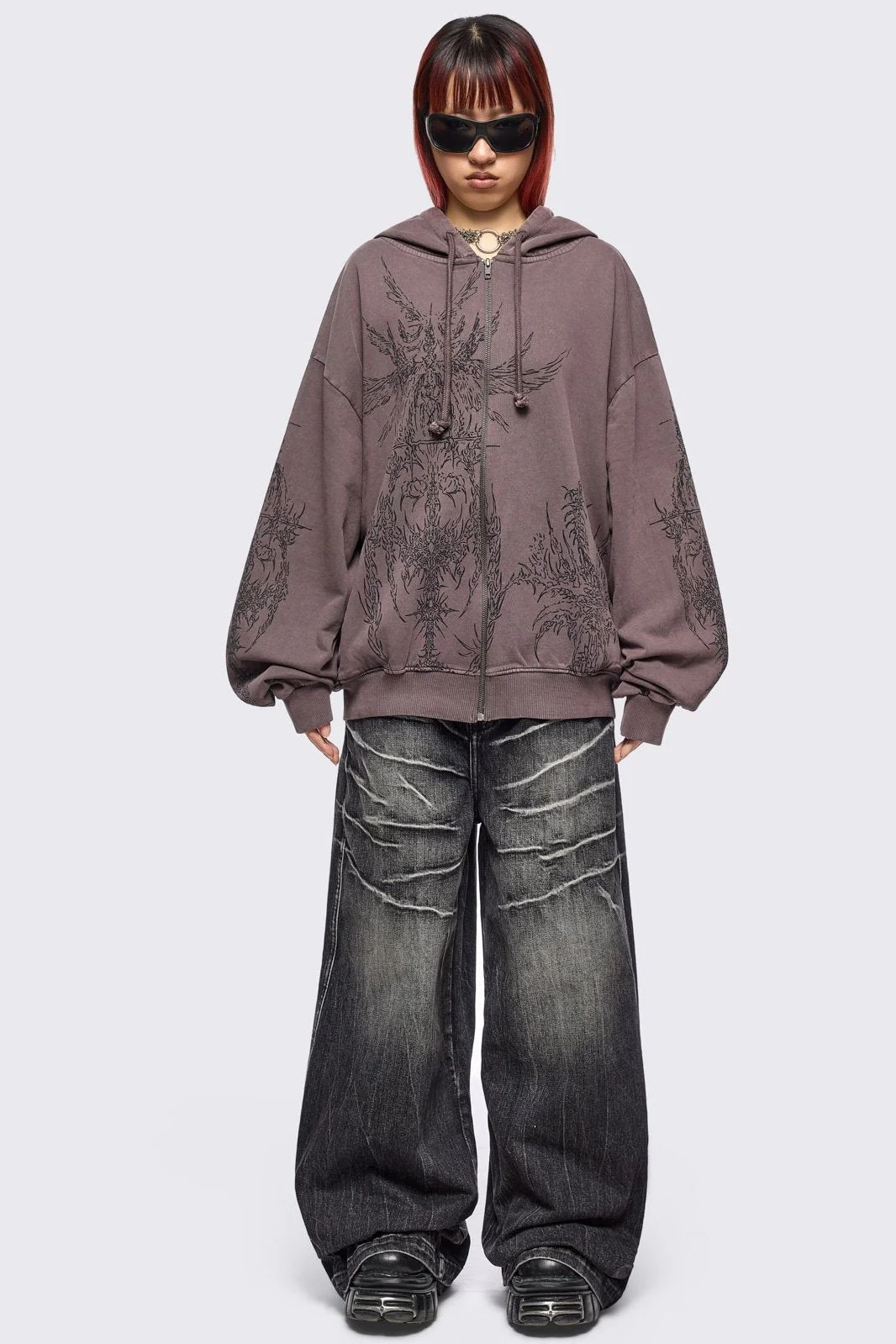 1808-enigmatic-brown-washed-zip-up-hoodie-3.webp Enigmatic Brown Washed Zip Up Hoodie