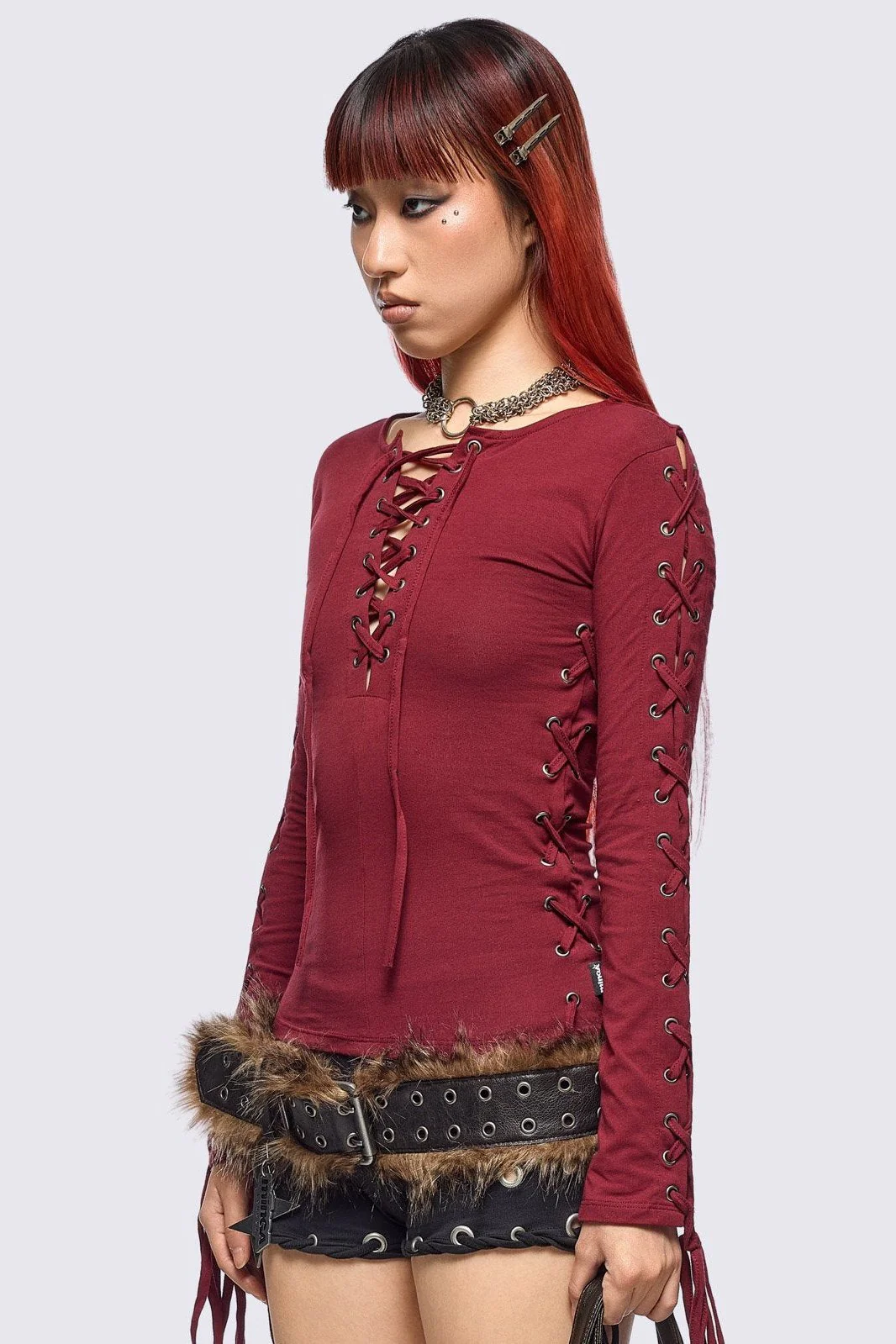 1944-khaela-burgundy-lace-up-top-2.webp Khaela Burgundy Lace-Up Top
