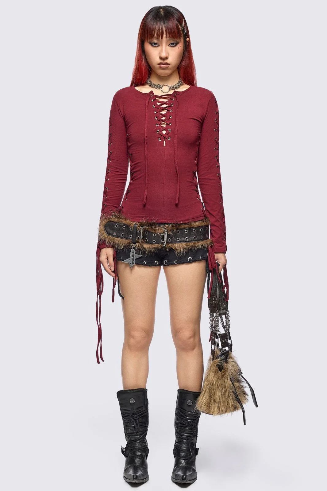 1944-khaela-burgundy-lace-up-top-3.webp Khaela Burgundy Lace-Up Top
