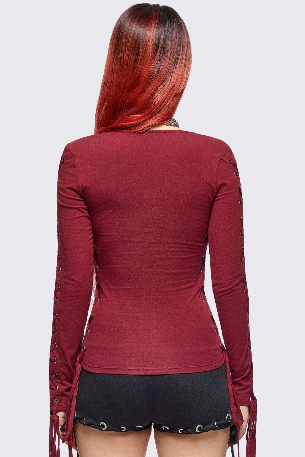 1944-khaela-burgundy-lace-up-top-4.webp Khaela Burgundy Lace-Up Top