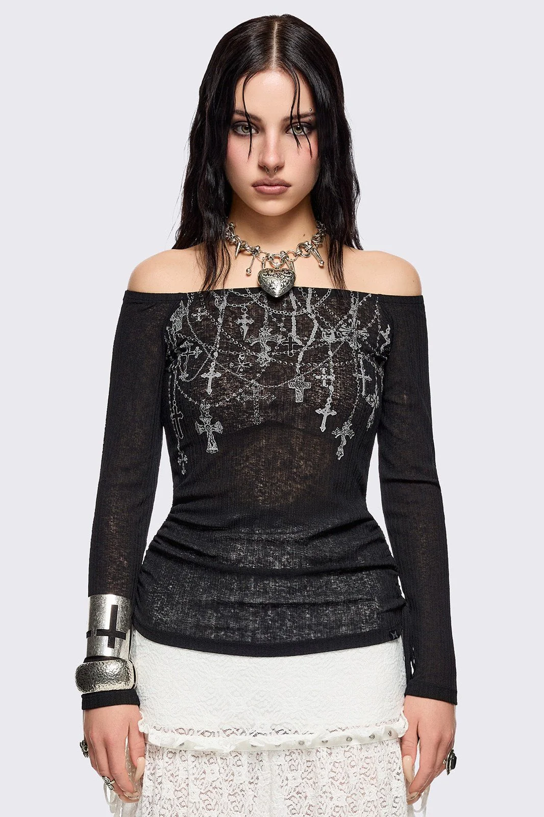 Rosary Off-Shoulder Top