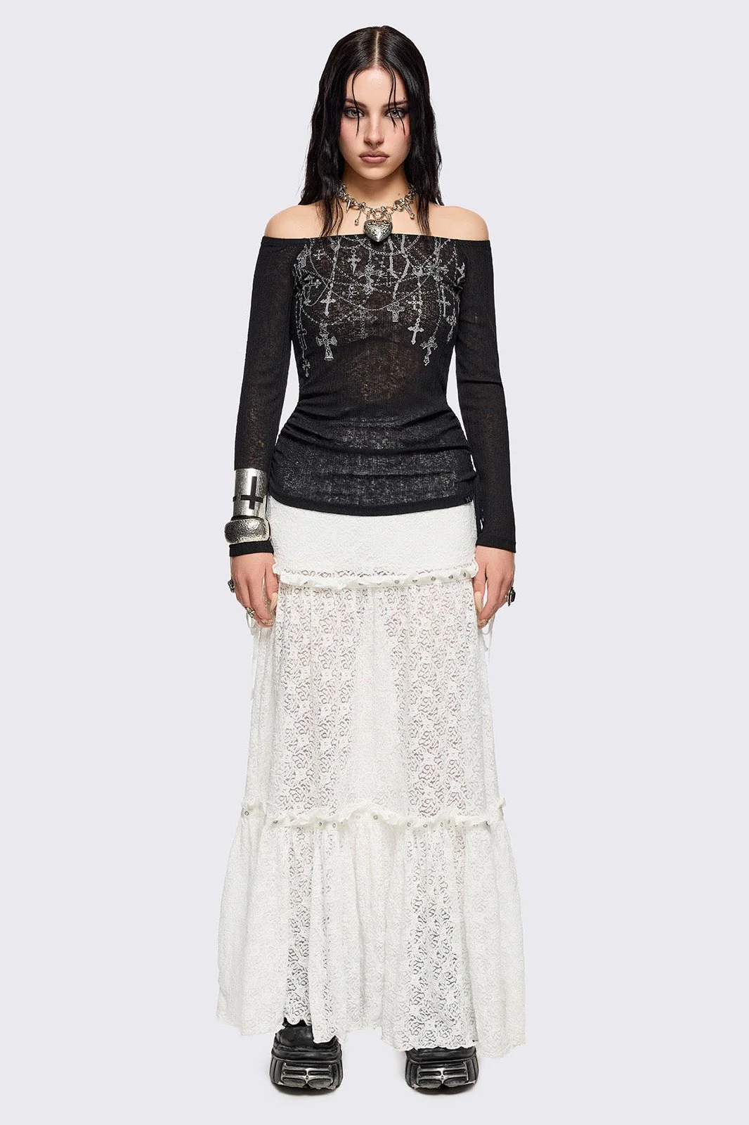 Rosary Off-Shoulder Top