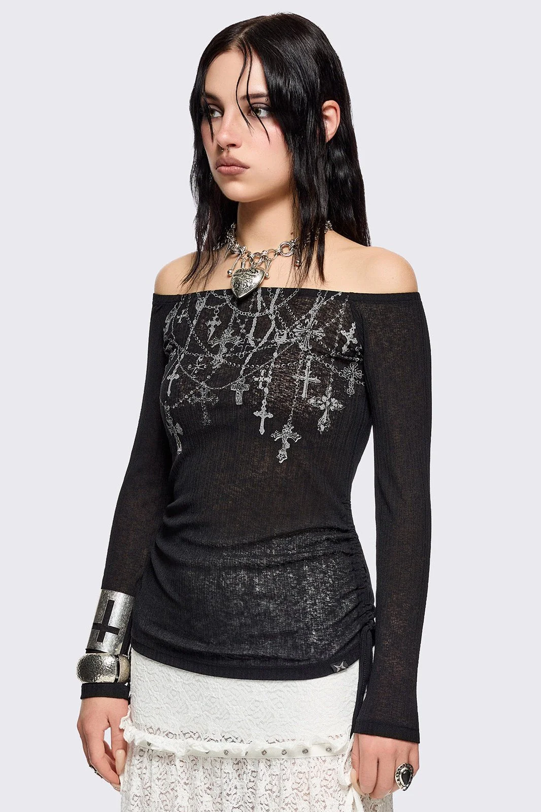 Rosary Off-Shoulder Top
