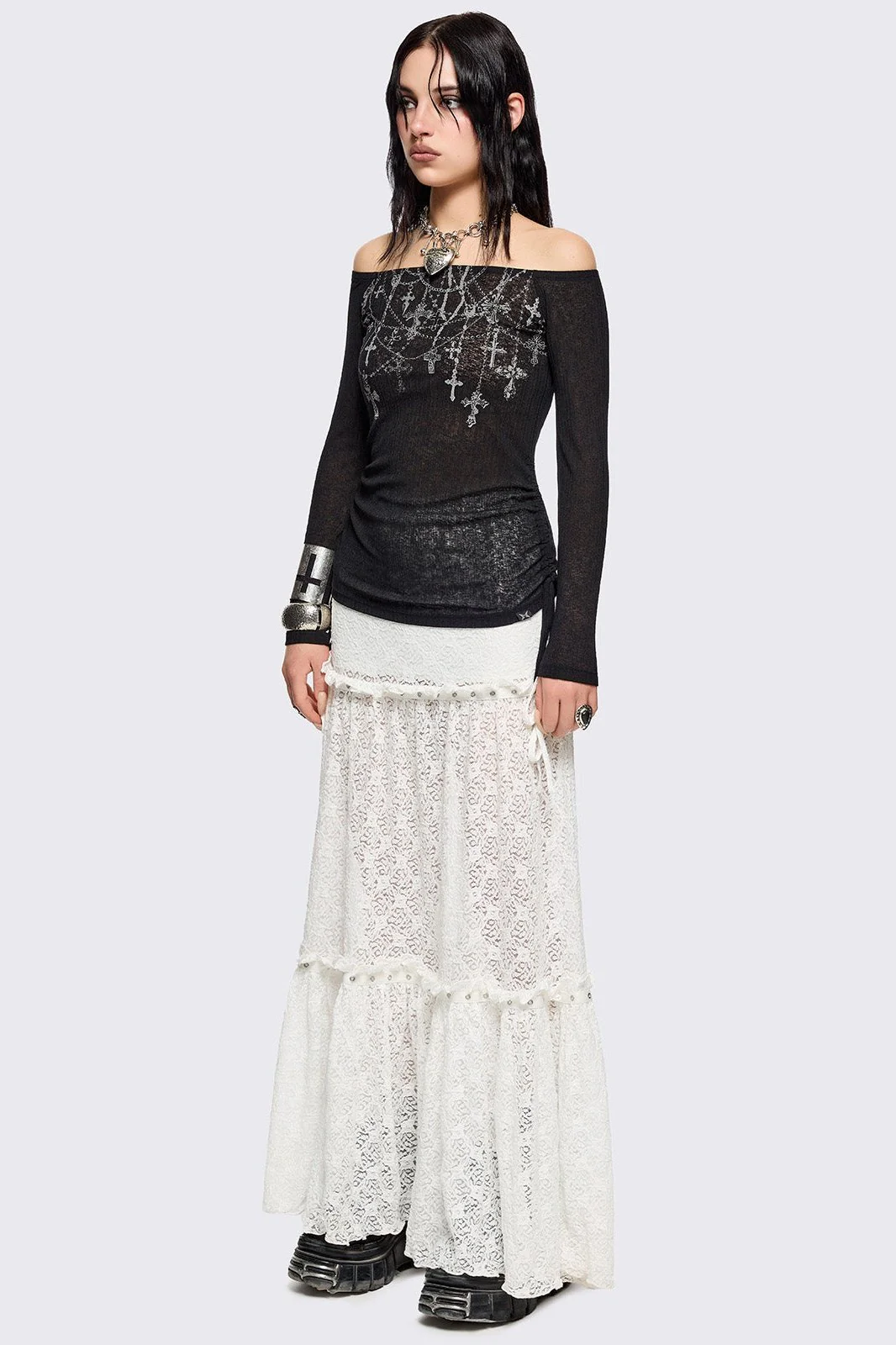 Rosary Off-Shoulder Top