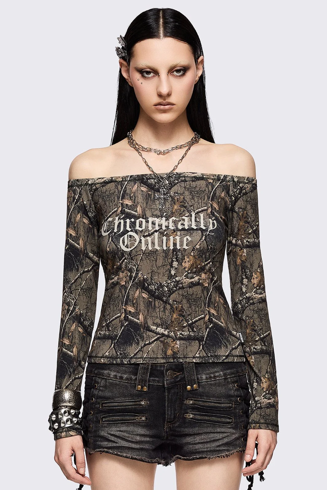 2093-forest-tree-camo-off-shoulder-top-1.webp Forest Tree Camo Off-Shoulder Top