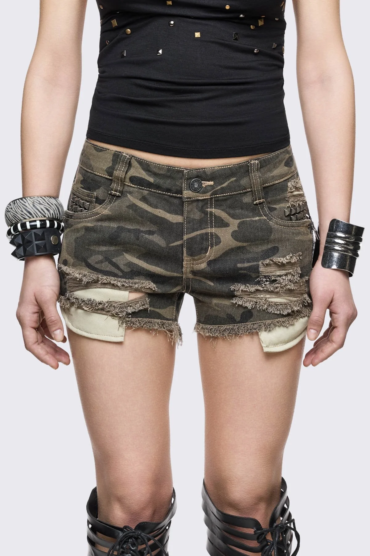 Army Camo Mini Denim Shorts