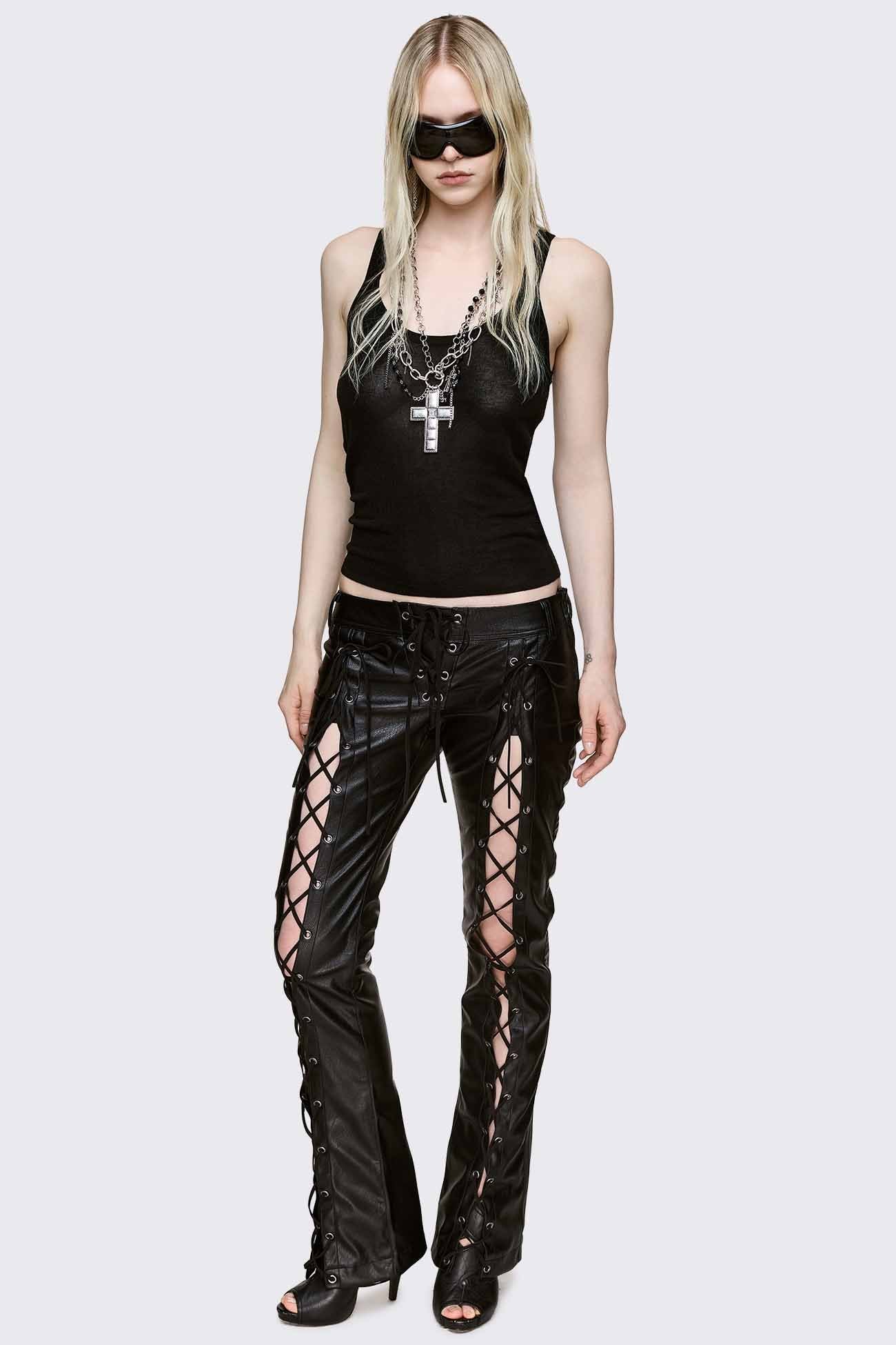 Deb Vegan Leather Flared Pants