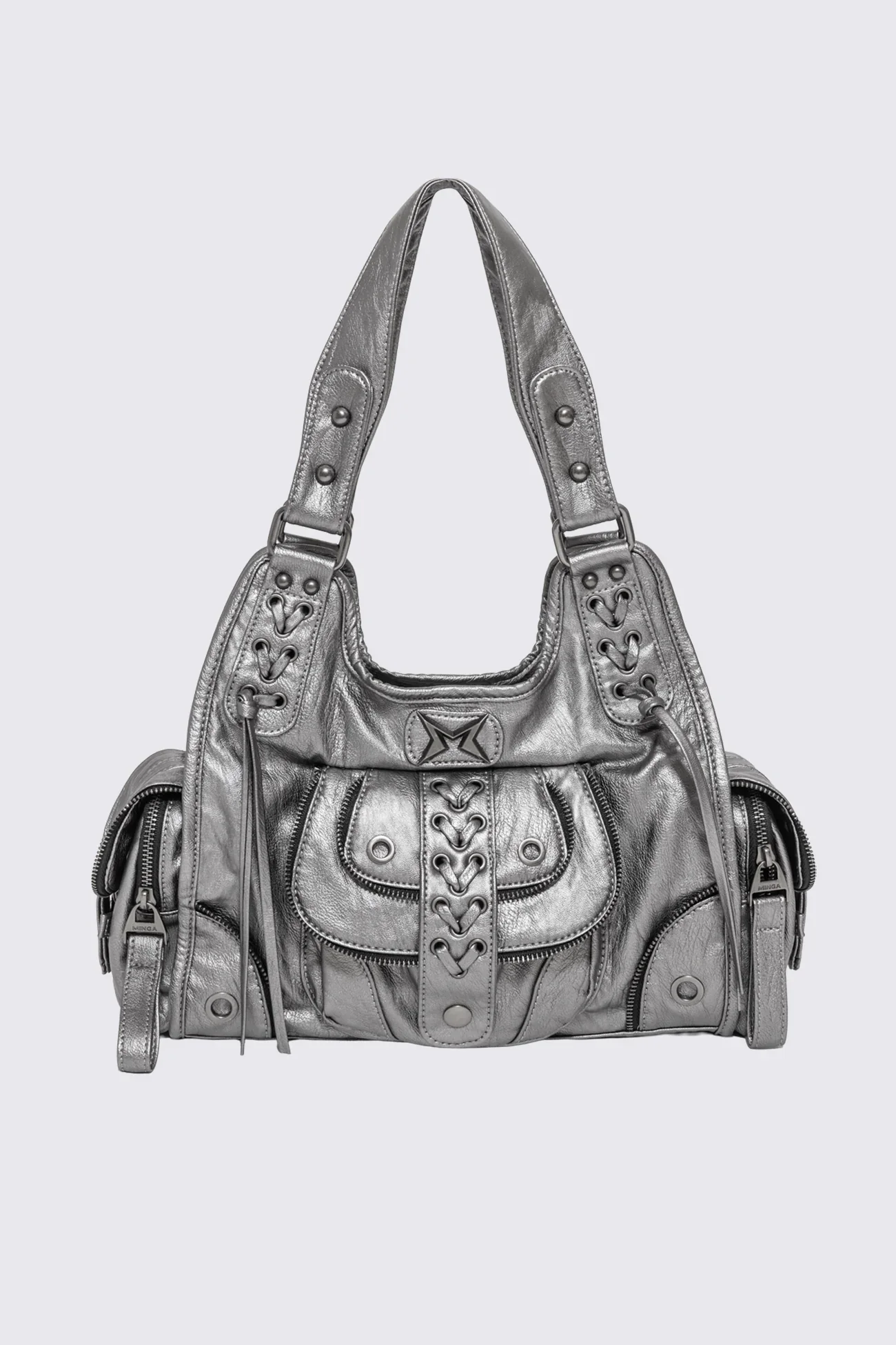Jules Silver Vegan Leather Shoulder Bag