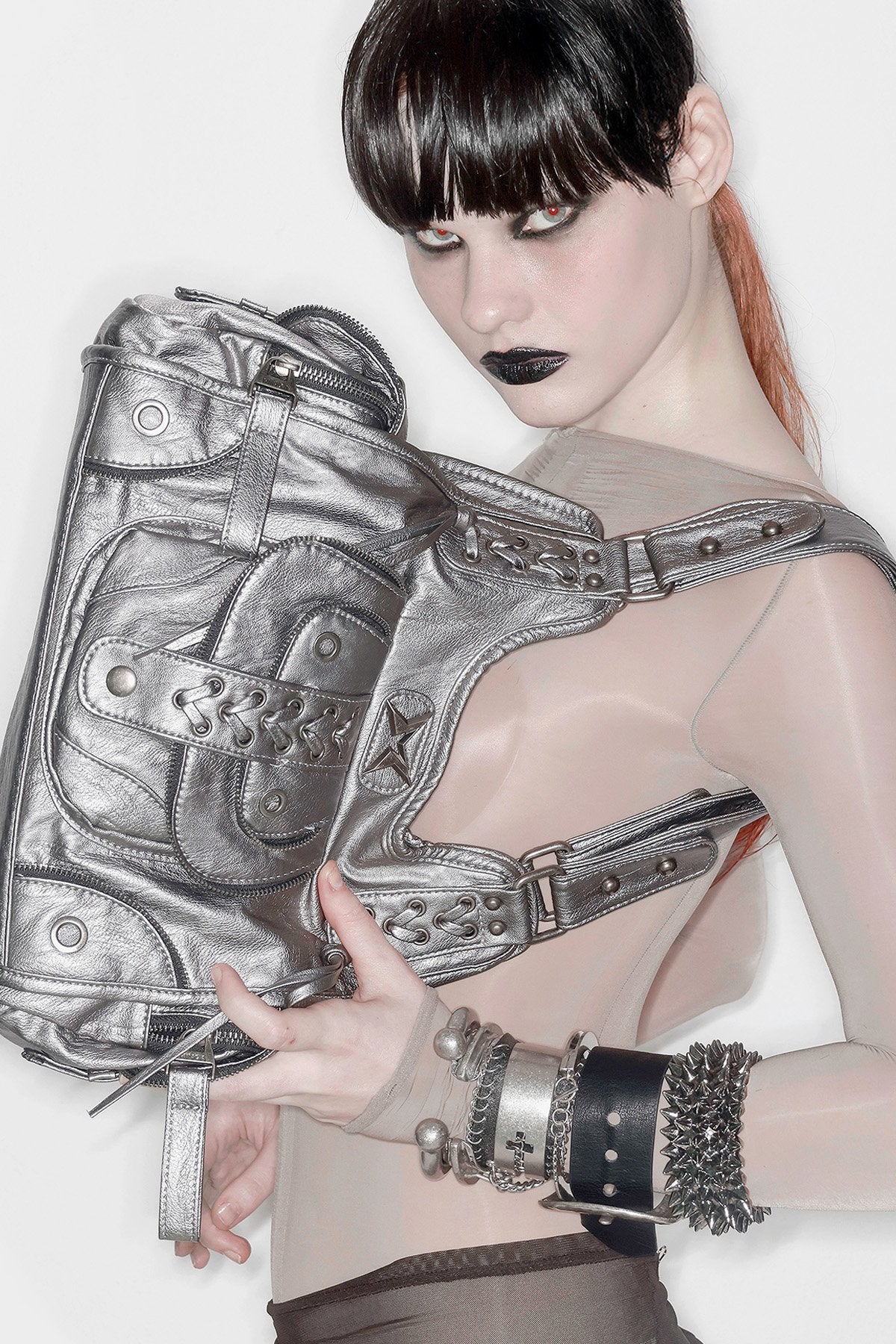 Jules Silver Vegan Leather Shoulder Bag