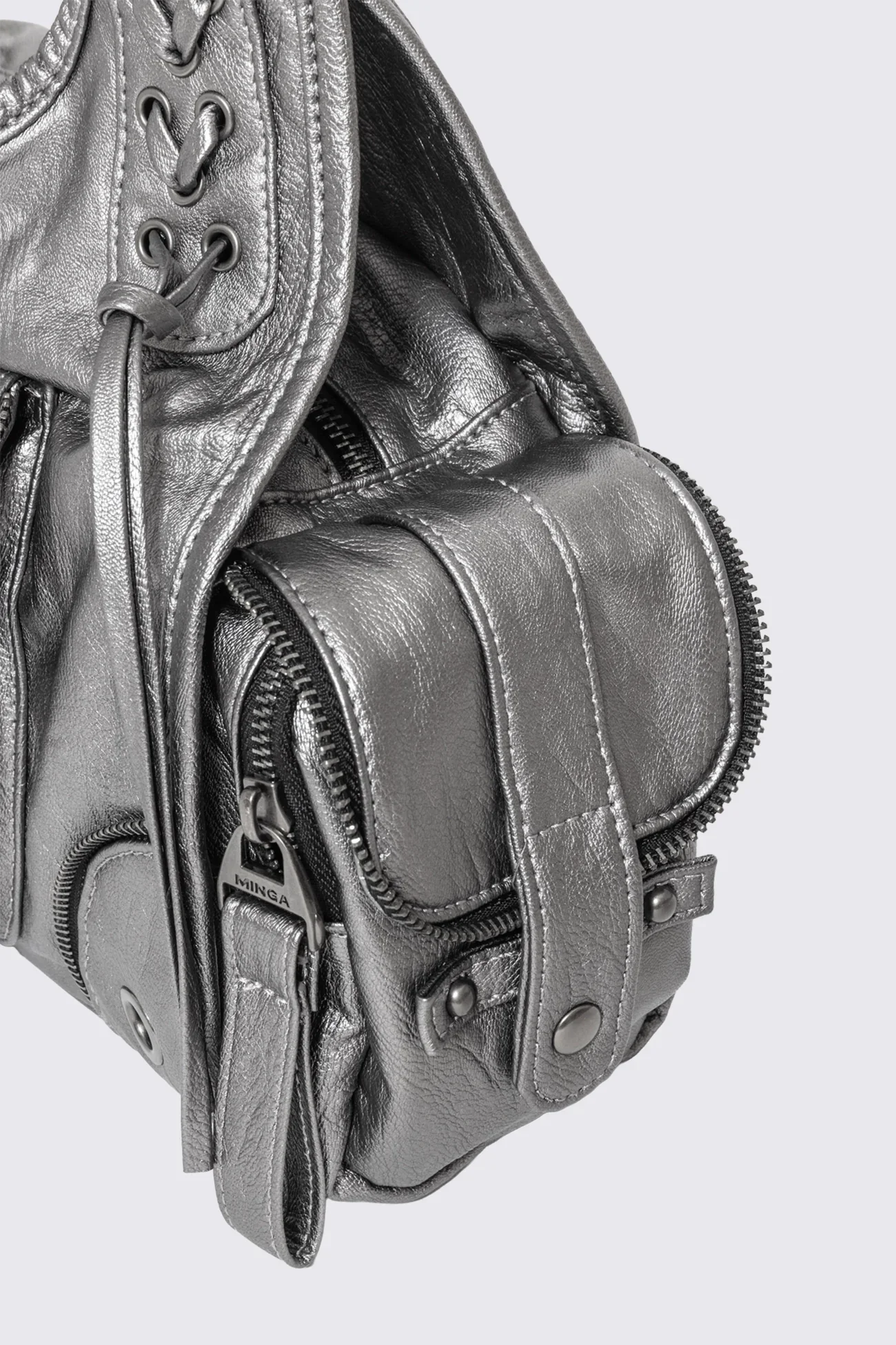 Jules Silver Vegan Leather Shoulder Bag