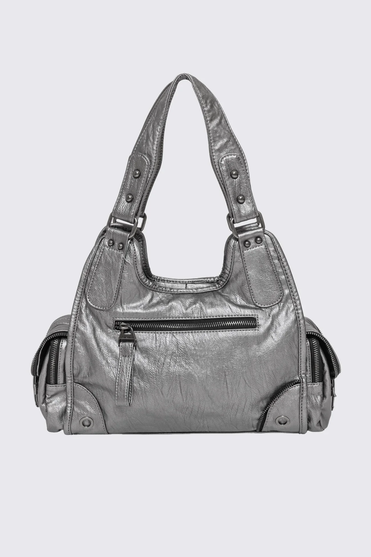 Jules Silver Vegan Leather Shoulder Bag