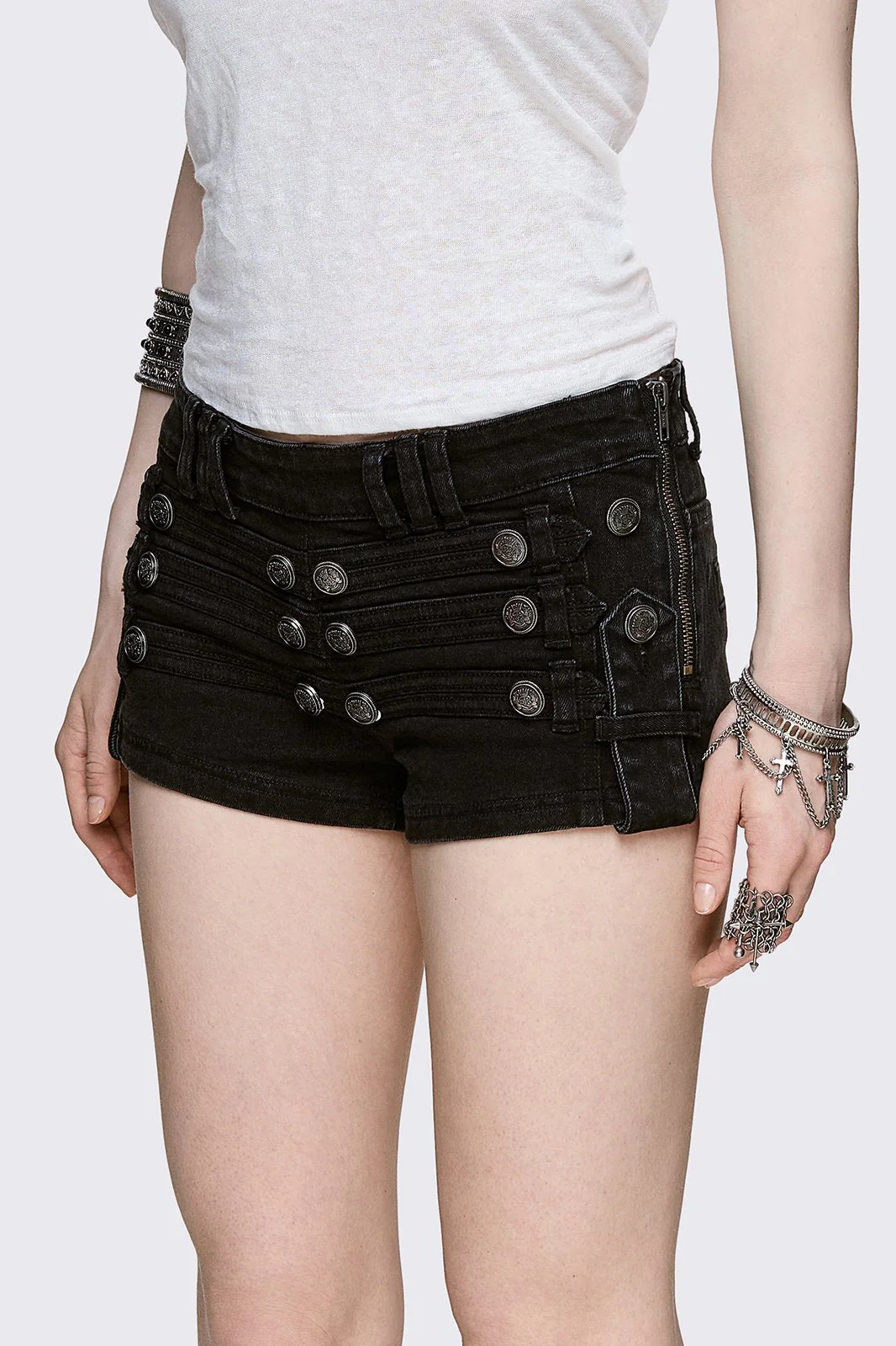 Hilda Military Mini Denim Shorts