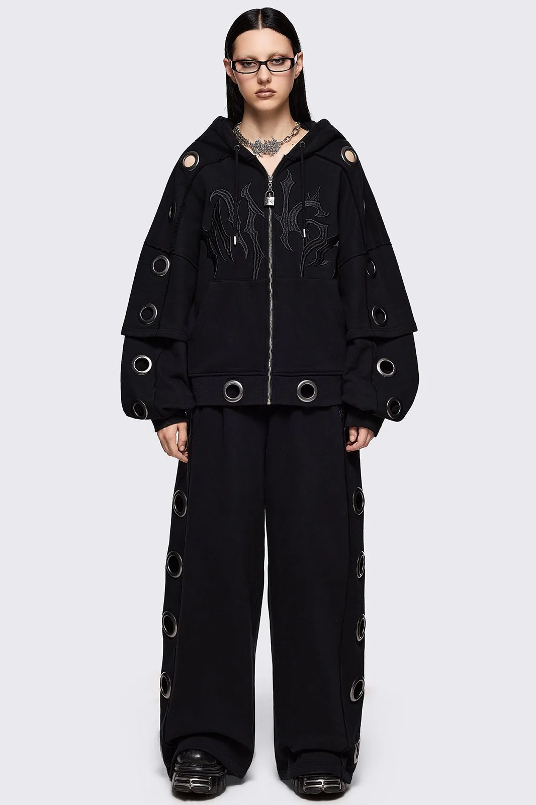 Hexa Black Zip Up Hoodie