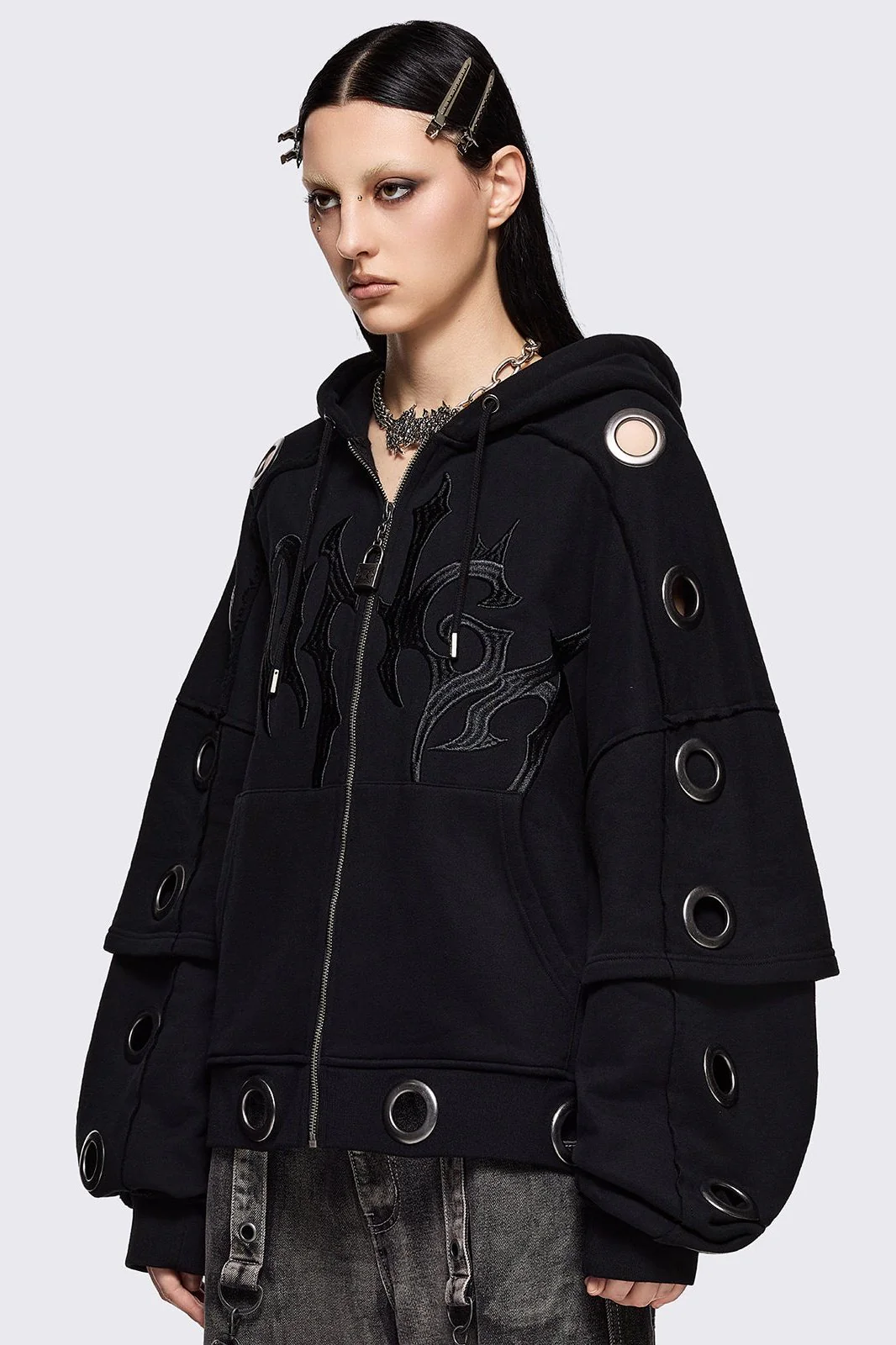 Hexa Black Zip Up Hoodie