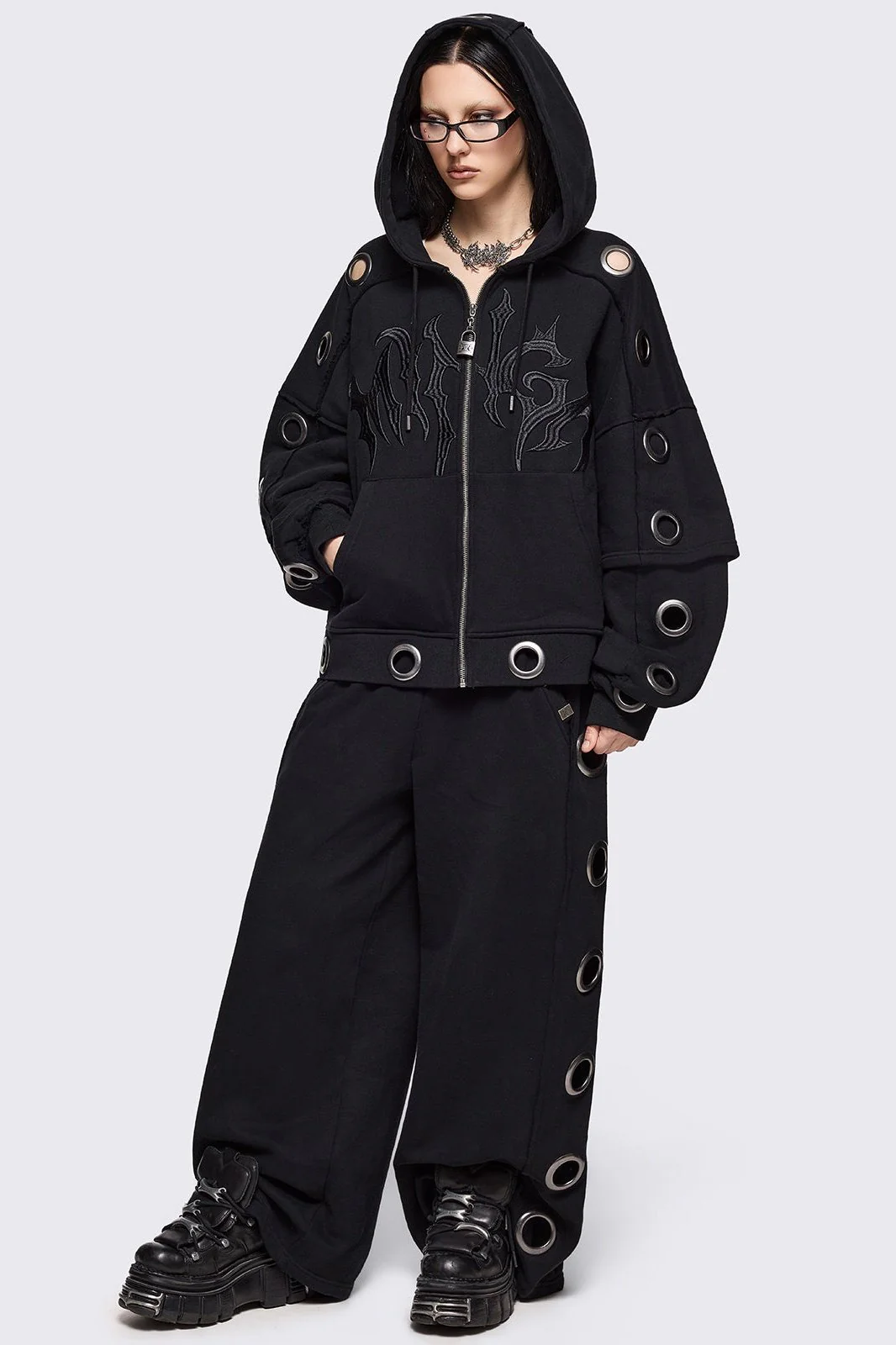 Hexa Black Zip Up Hoodie