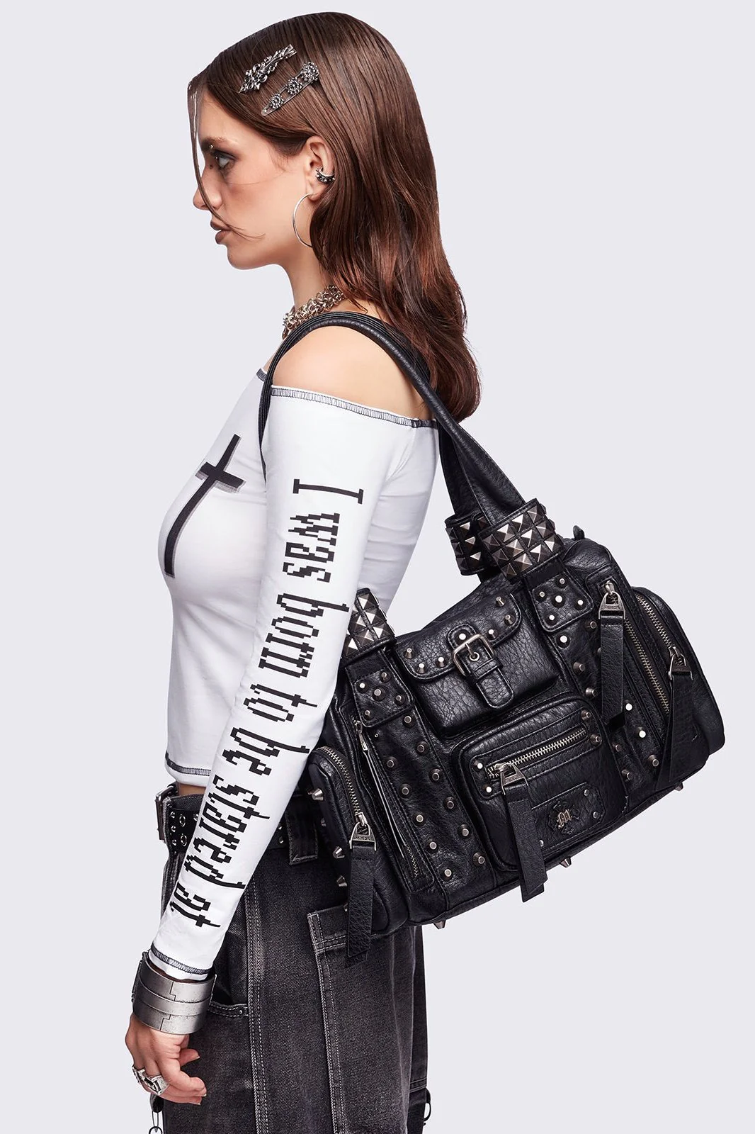 Myrrh Black Vegan Leather Shoulder Bag